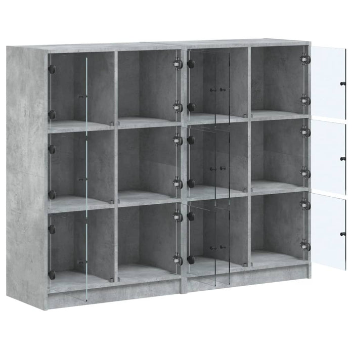 Bibliotecă cu uși, gri beton, 136x37x109 cm, lemn compozit - WALTI WALTI