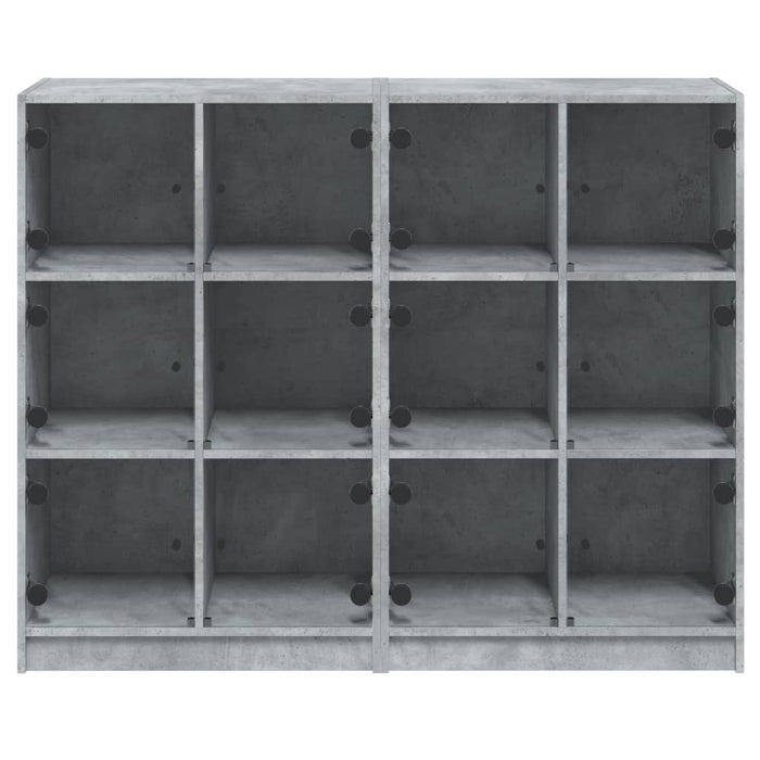 Bibliotecă cu uși, gri beton, 136x37x109 cm, lemn compozit - WALTI WALTI