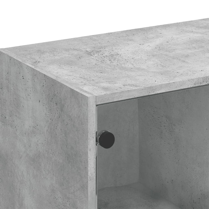 Bibliotecă cu uși, gri beton, 136x37x109 cm, lemn compozit - WALTI WALTI