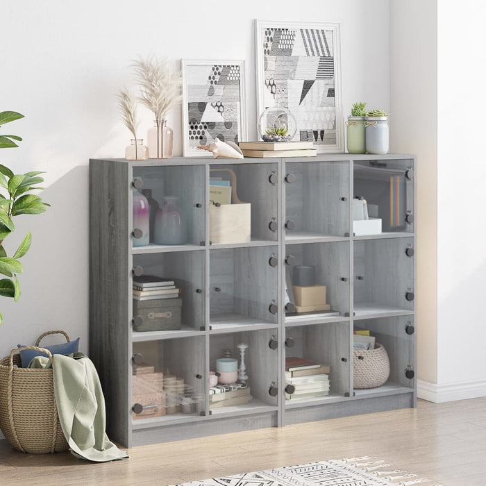 Bibliotecă cu uși gri sonoma 136x37x109 cm lemn compozit - WALTI WALTI