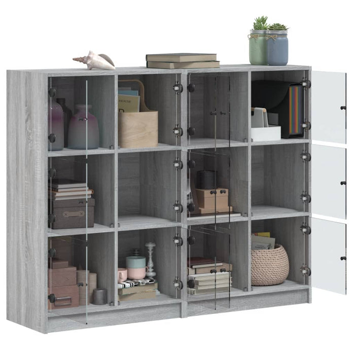 Bibliotecă cu uși gri sonoma 136x37x109 cm lemn compozit - WALTI WALTI