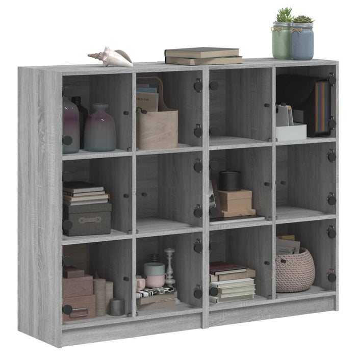 Bibliotecă cu uși gri sonoma 136x37x109 cm lemn compozit - WALTI WALTI