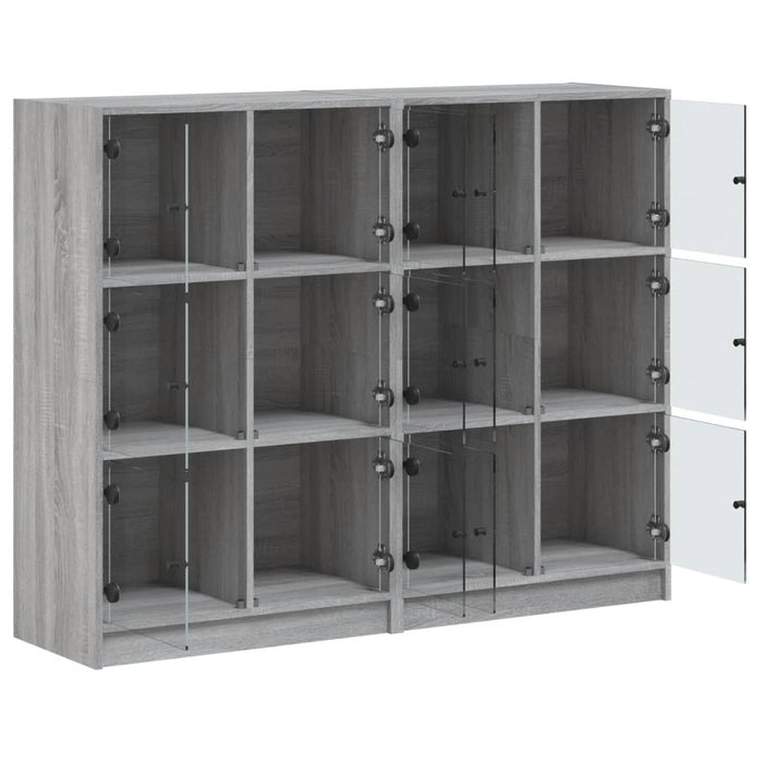 Bibliotecă cu uși gri sonoma 136x37x109 cm lemn compozit - WALTI WALTI
