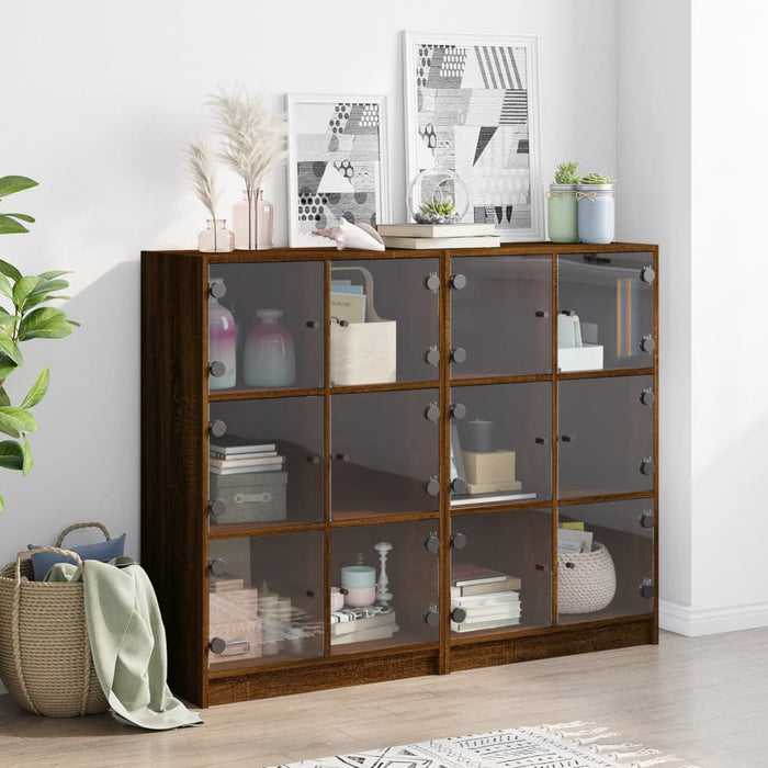 Bibliotecă cu uși, stejar maro, 136x37x109 cm, lemn compozit WALTI