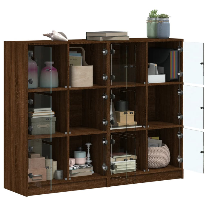 Bibliotecă cu uși, stejar maro, 136x37x109 cm, lemn compozit WALTI