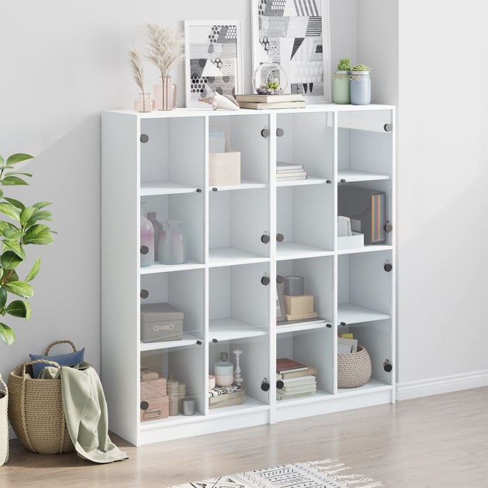 Bibliotecă cu uși, alb, 136x37x142 cm, lemn prelucrat - WALTI WALTI