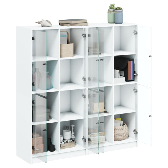 Bibliotecă cu uși, alb, 136x37x142 cm, lemn prelucrat - WALTI WALTI