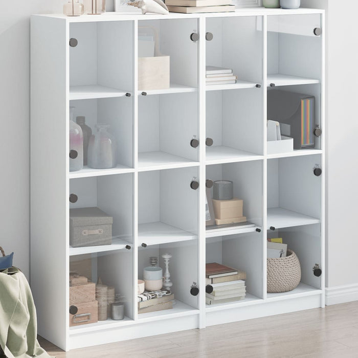 Bibliotecă cu uși, alb, 136x37x142 cm, lemn prelucrat - WALTI WALTI