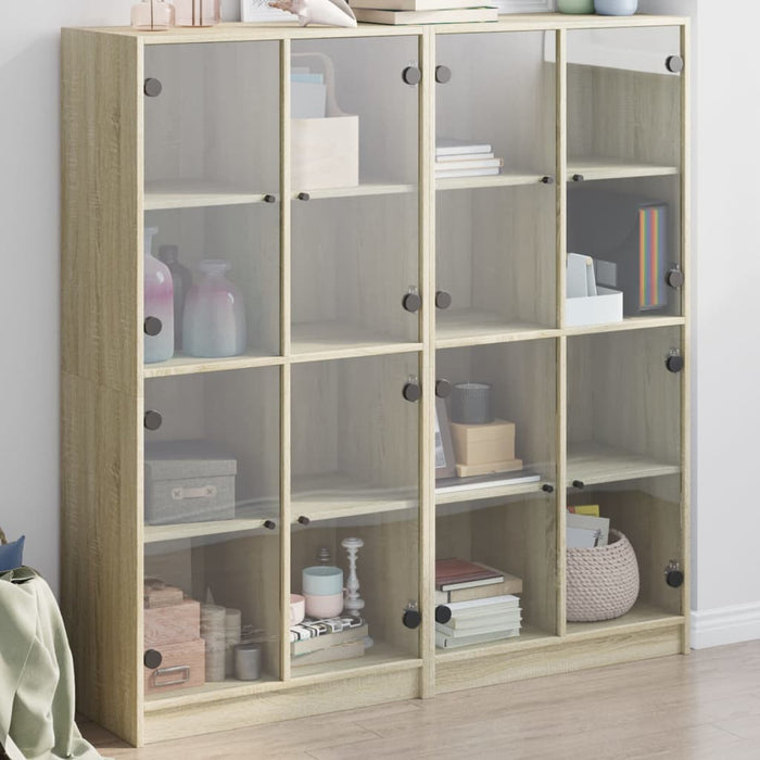Bibliotecă cu uși stejar sonoma 136x37x142 cm lemn compozit - WALTI WALTI