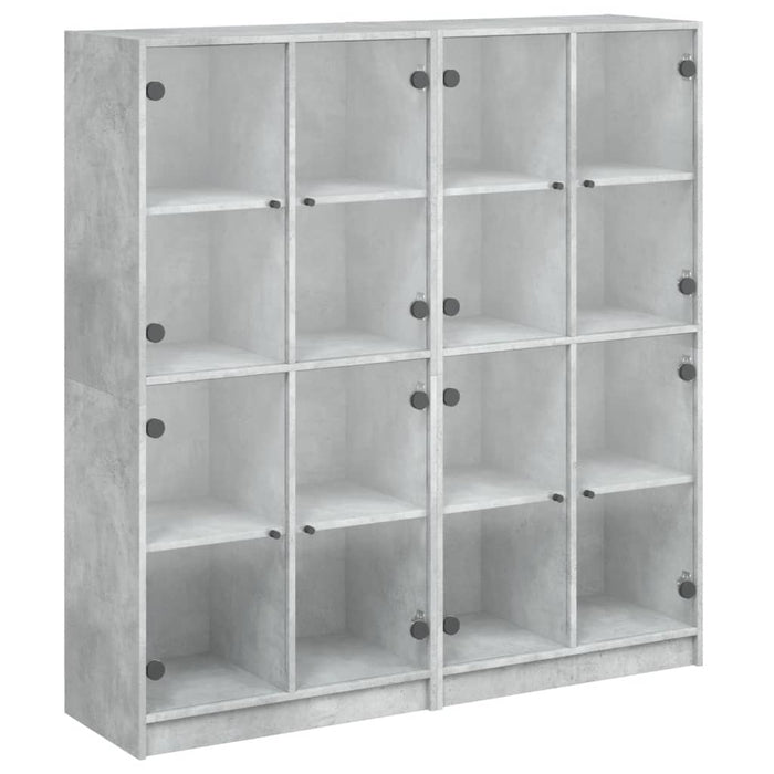 Bibliotecă cu uși, gri beton, 136x37x142 cm, lemn compozit - WALTI WALTI
