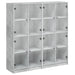 Bibliotecă cu uși, gri beton, 136x37x142 cm, lemn compozit - WALTI WALTI