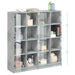 Bibliotecă cu uși, gri beton, 136x37x142 cm, lemn compozit - WALTI WALTI
