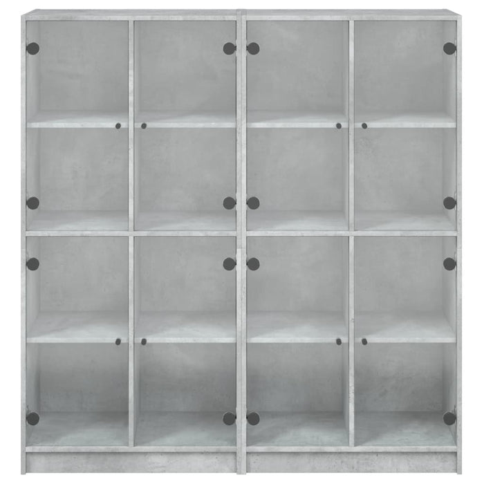 Bibliotecă cu uși, gri beton, 136x37x142 cm, lemn compozit - WALTI WALTI