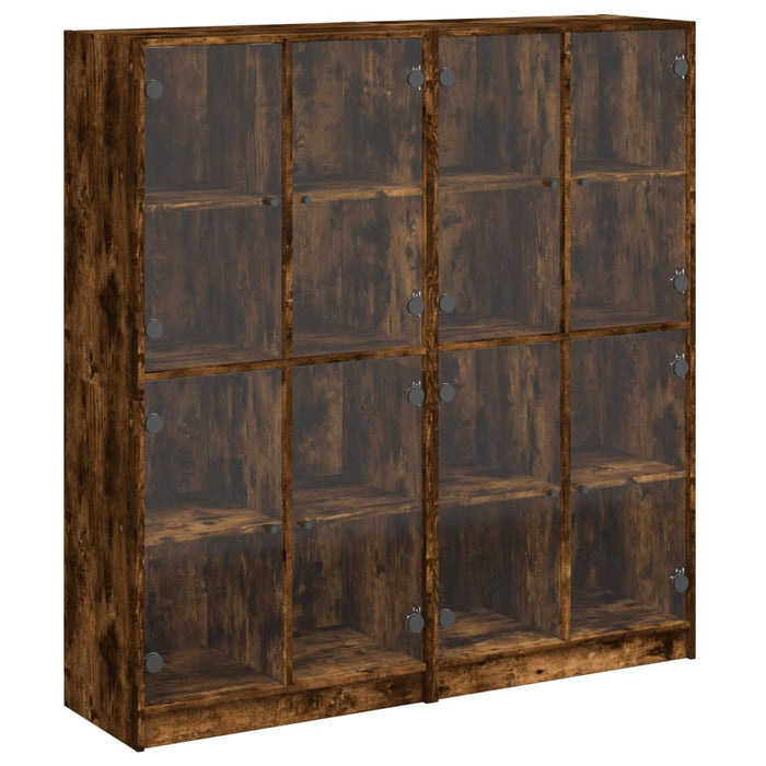 Bibliotecă cu uși stejar fumuriu 136x37x142 cm lemn compozit - WALTI WALTI