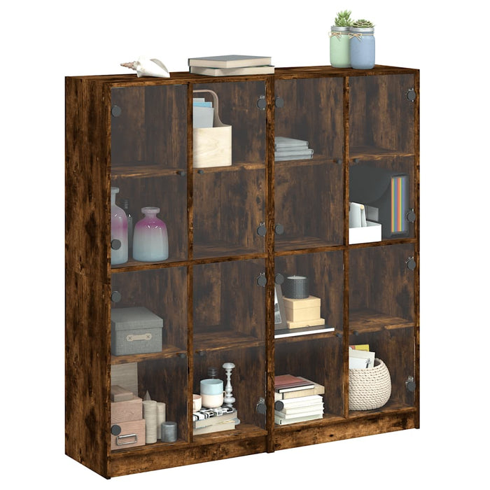 Bibliotecă cu uși stejar fumuriu 136x37x142 cm lemn compozit - WALTI WALTI