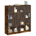 Bibliotecă cu uși stejar fumuriu 136x37x142 cm lemn compozit - WALTI WALTI