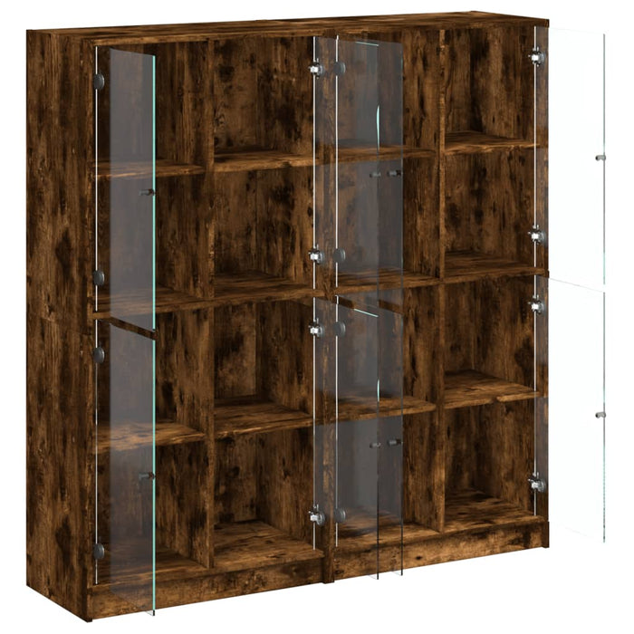 Bibliotecă cu uși stejar fumuriu 136x37x142 cm lemn compozit - WALTI WALTI