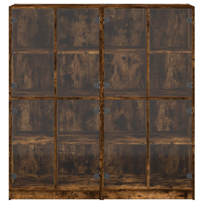 Bibliotecă cu uși stejar fumuriu 136x37x142 cm lemn compozit - WALTI WALTI