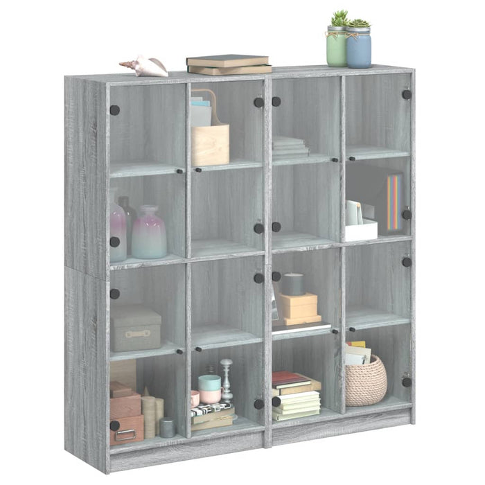 Bibliotecă cu uși gri sonoma 136x37x142 cm lemn compozit - WALTI WALTI