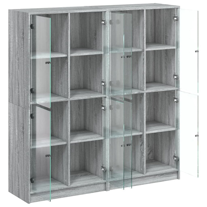 Bibliotecă cu uși gri sonoma 136x37x142 cm lemn compozit - WALTI WALTI