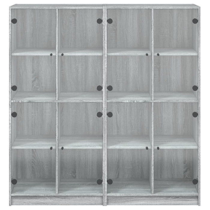 Bibliotecă cu uși gri sonoma 136x37x142 cm lemn compozit - WALTI WALTI