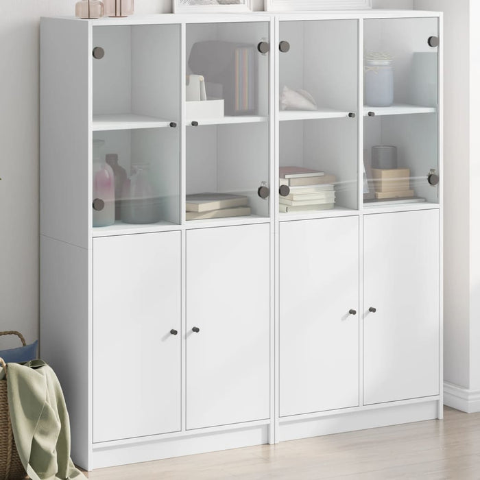 Bibliotecă cu uși, alb, 136x37x142 cm, lemn prelucrat - WALTI WALTI