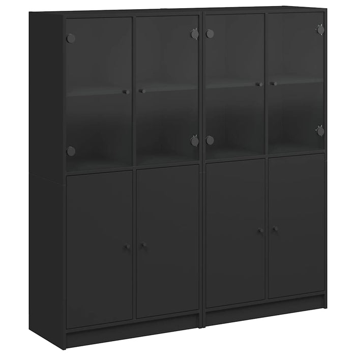 Bibliotecă cu uși, negru, 136x37x142 cm, lemn compozit WALTI