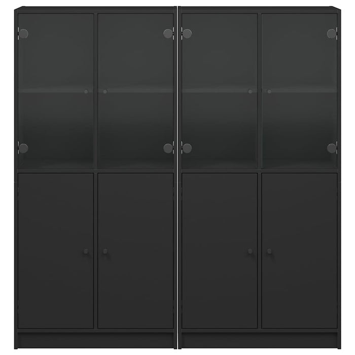 Bibliotecă cu uși, negru, 136x37x142 cm, lemn compozit WALTI