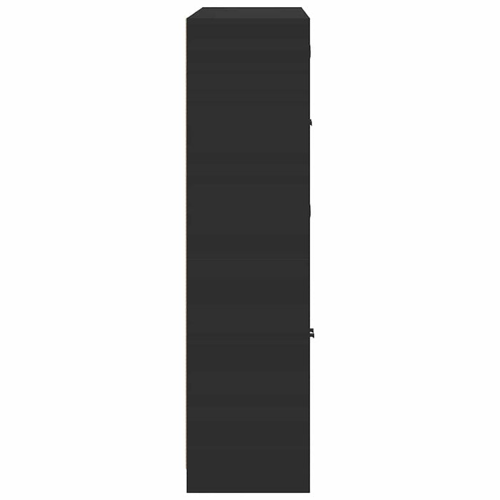 Bibliotecă cu uși, negru, 136x37x142 cm, lemn compozit WALTI