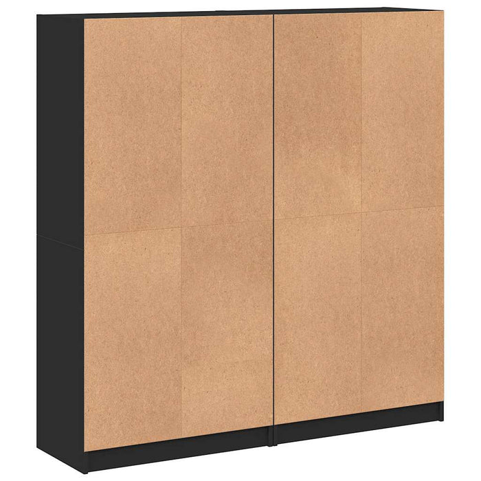 Bibliotecă cu uși, negru, 136x37x142 cm, lemn compozit WALTI