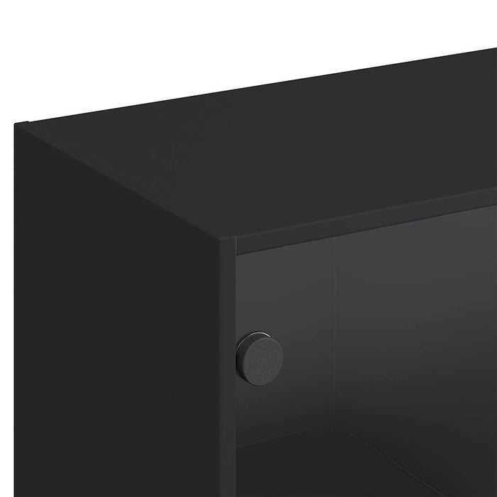 Bibliotecă cu uși, negru, 136x37x142 cm, lemn compozit WALTI