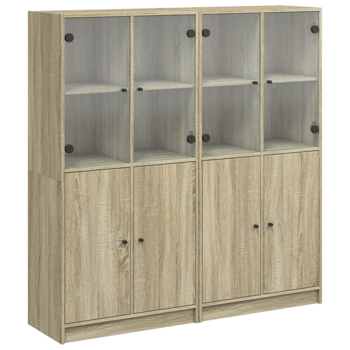 Bibliotecă cu uși stejar sonoma 136x37x142 cm lemn compozit WALTI