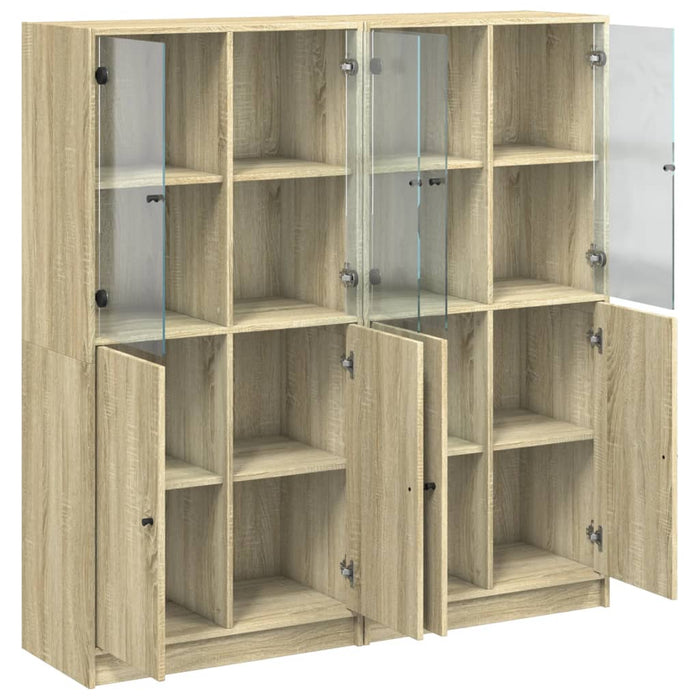 Bibliotecă cu uși stejar sonoma 136x37x142 cm lemn compozit WALTI