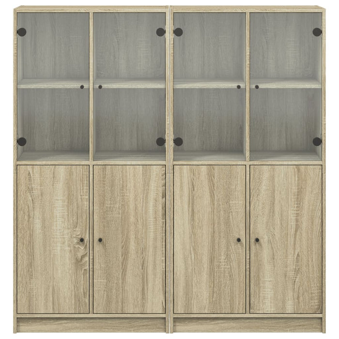 Bibliotecă cu uși stejar sonoma 136x37x142 cm lemn compozit WALTI