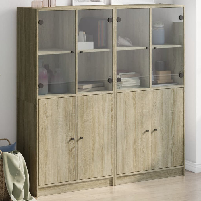 Bibliotecă cu uși stejar sonoma 136x37x142 cm lemn compozit WALTI
