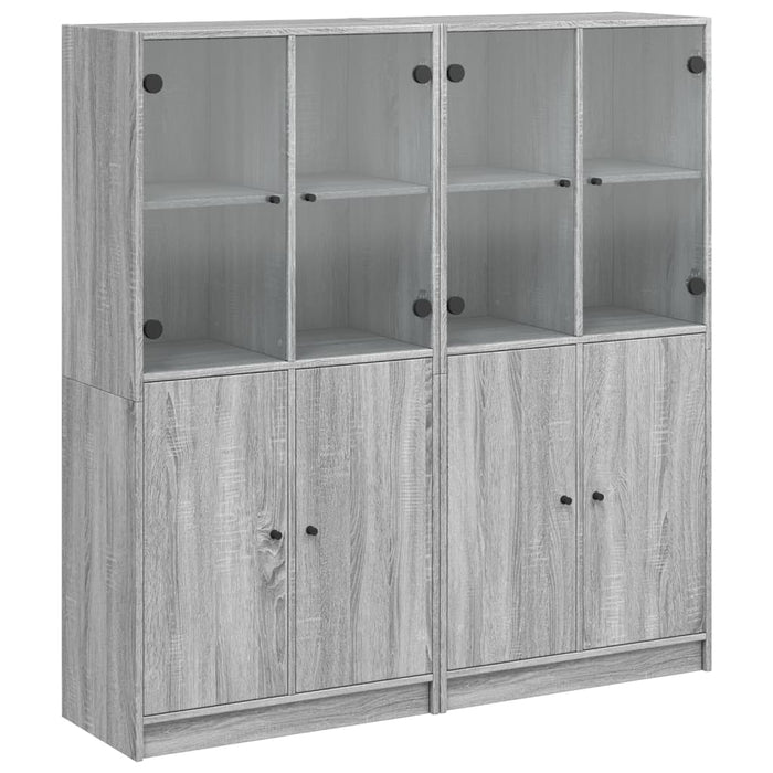 Bibliotecă cu uși gri sonoma 136x37x142 cm lemn compozit WALTI