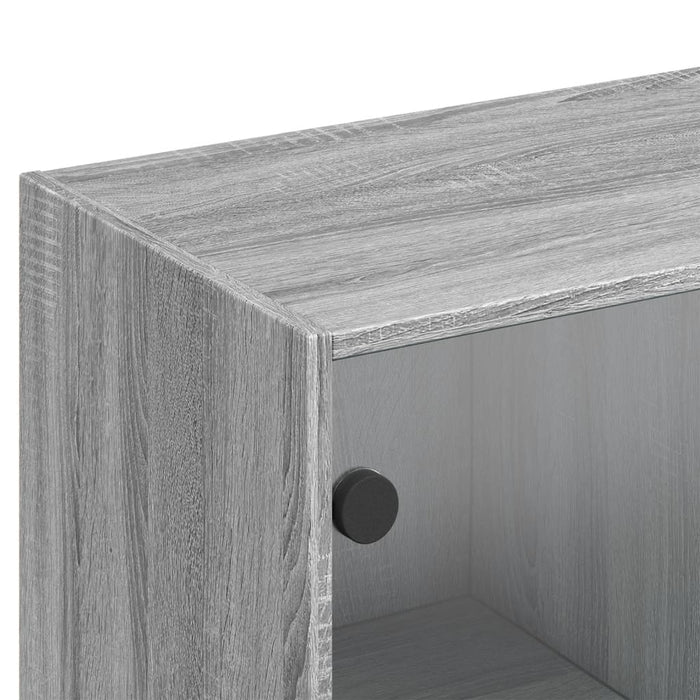 Bibliotecă cu uși gri sonoma 136x37x142 cm lemn compozit WALTI
