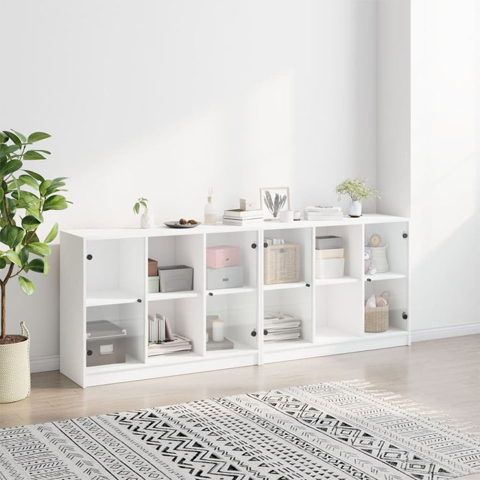 Bibliotecă cu uși, alb, 204x37x75 cm, lemn prelucrat - WALTI WALTI