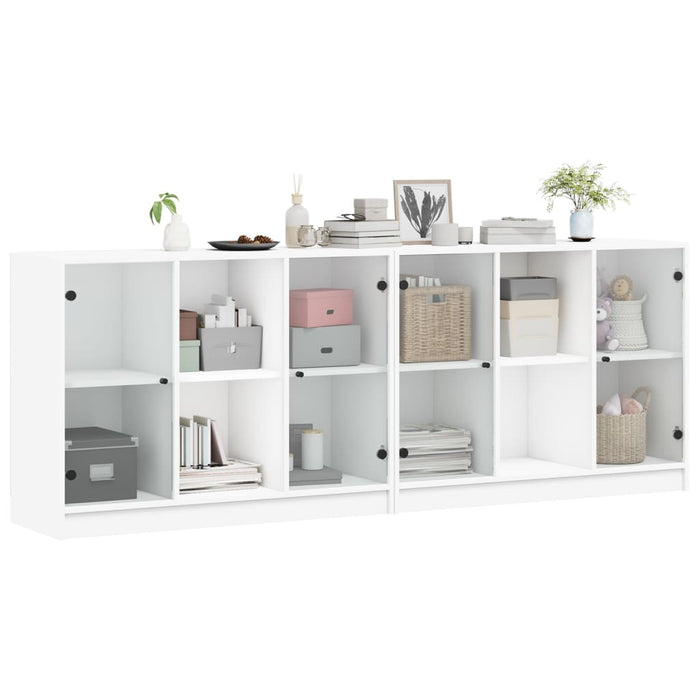 Bibliotecă cu uși, alb, 204x37x75 cm, lemn prelucrat - WALTI WALTI
