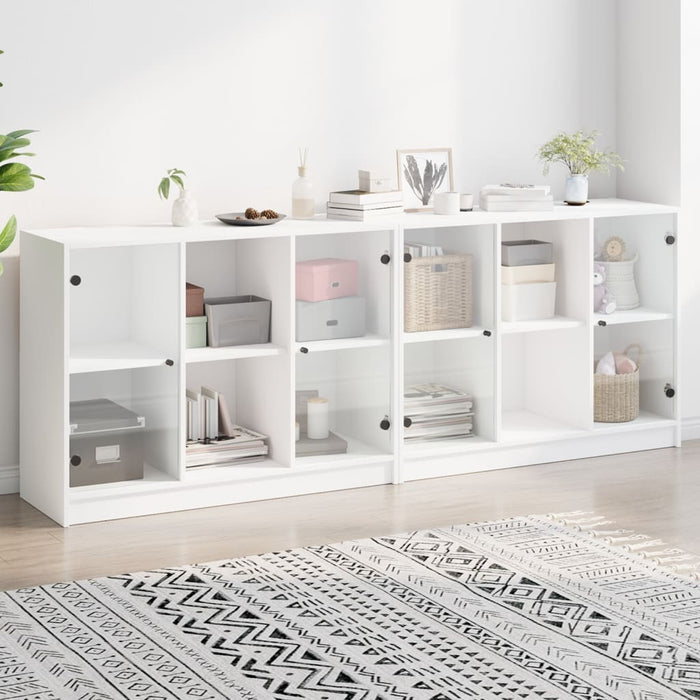 Bibliotecă cu uși, alb, 204x37x75 cm, lemn prelucrat - WALTI WALTI