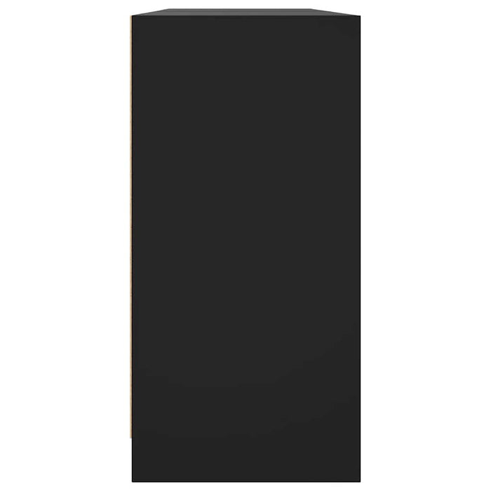 Bibliotecă cu uși, negru, 204x37x75 cm, lemn compozit WALTI