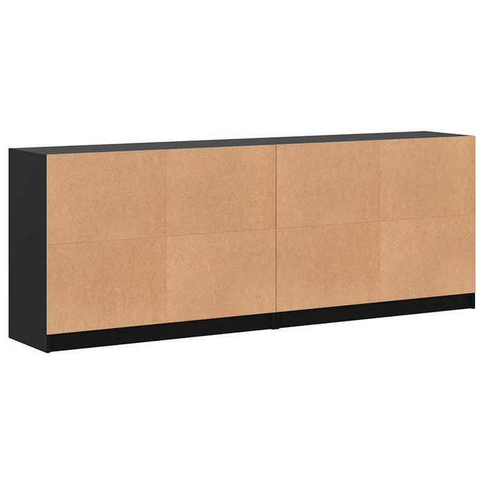 Bibliotecă cu uși, negru, 204x37x75 cm, lemn compozit WALTI