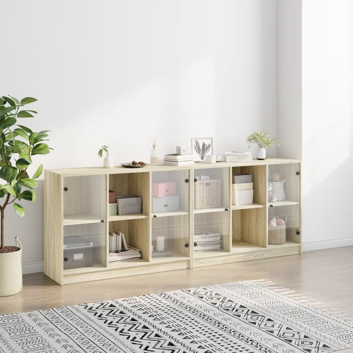 Bibliotecă cu uși stejar sonoma 204x37x75 cm lemn compozit - WALTI WALTI