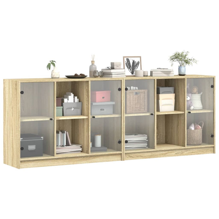 Bibliotecă cu uși stejar sonoma 204x37x75 cm lemn compozit - WALTI WALTI