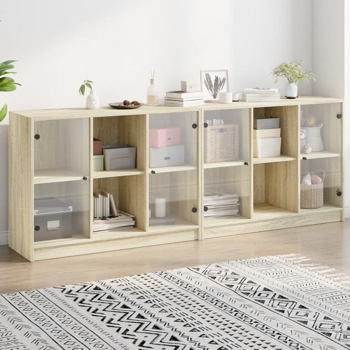 Bibliotecă cu uși stejar sonoma 204x37x75 cm lemn compozit - WALTI WALTI