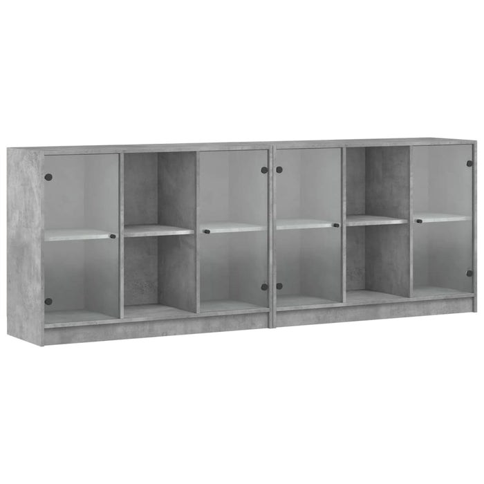 Bibliotecă cu uși, gri beton, 204x37x75 cm, lemn compozit - WALTI WALTI