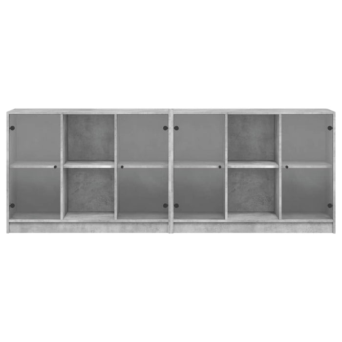Bibliotecă cu uși, gri beton, 204x37x75 cm, lemn compozit - WALTI WALTI