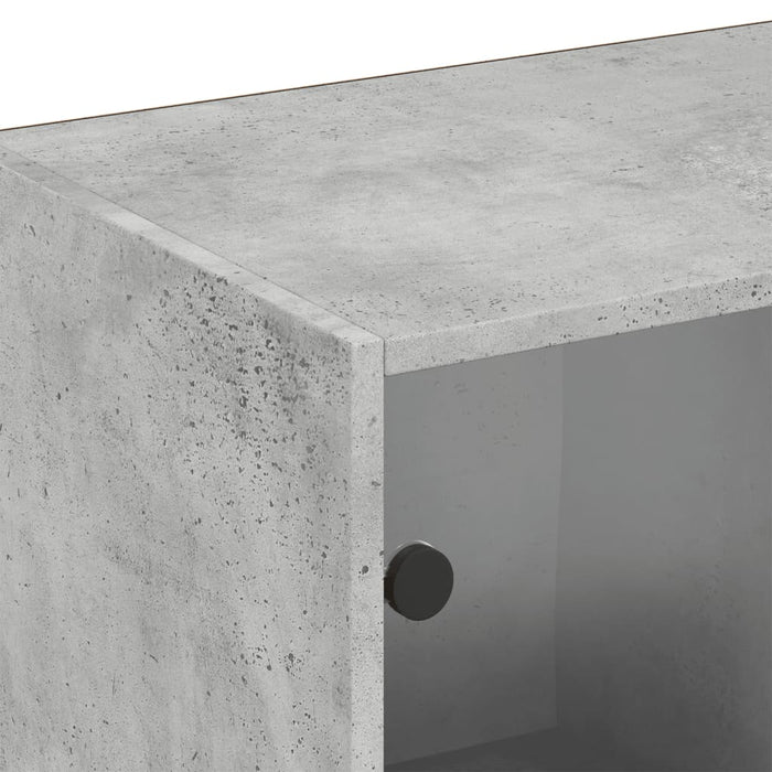 Bibliotecă cu uși, gri beton, 204x37x75 cm, lemn compozit - WALTI WALTI