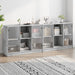 Bibliotecă cu uși, gri beton, 204x37x75 cm, lemn compozit - WALTI WALTI