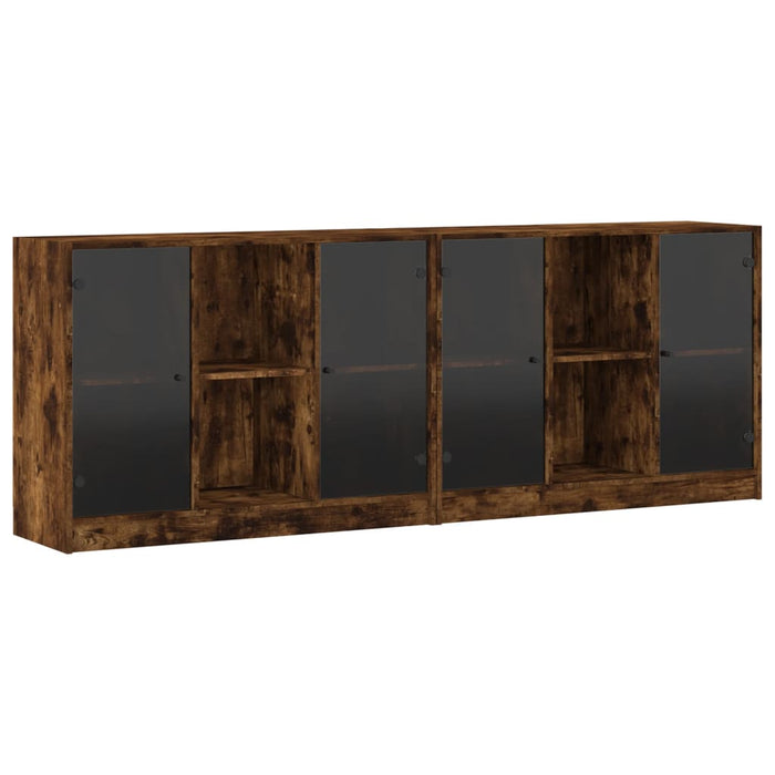 Bibliotecă cu uși stejar fumuriu 204x37x75 cm lemn compozit - WALTI WALTI